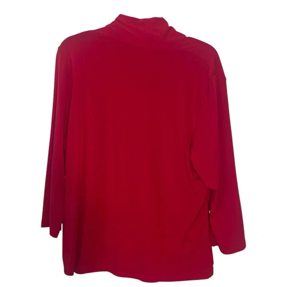 Tan Jay ruched front b-neck vintage blouse. Size large in Red GUC - Picture 2 of 6